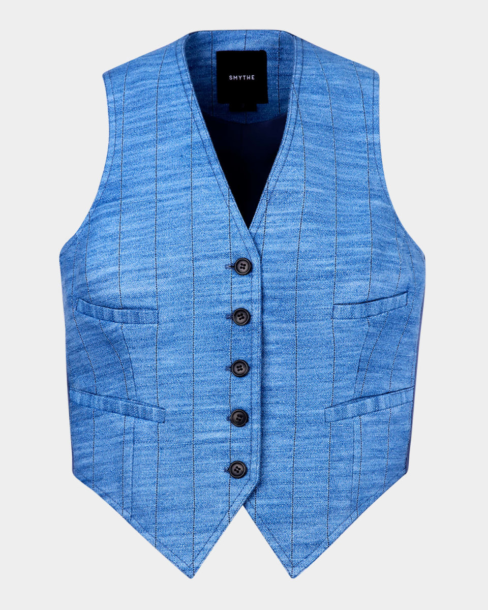 Denim Stripe Cropped Vest